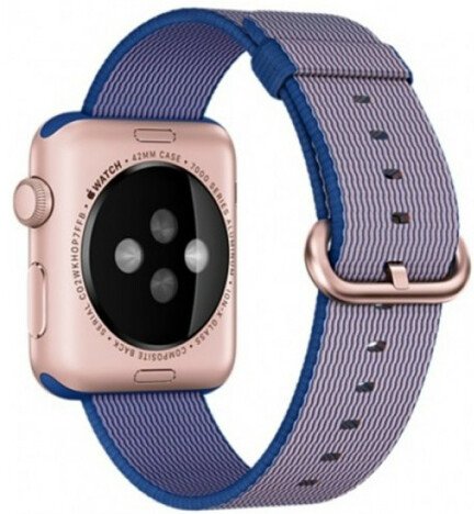 Curea iUni compatibila cu Apple Watch 1/2/3/4/5/6/7, 42mm, Nylon, Woven Strap, Electric Purple