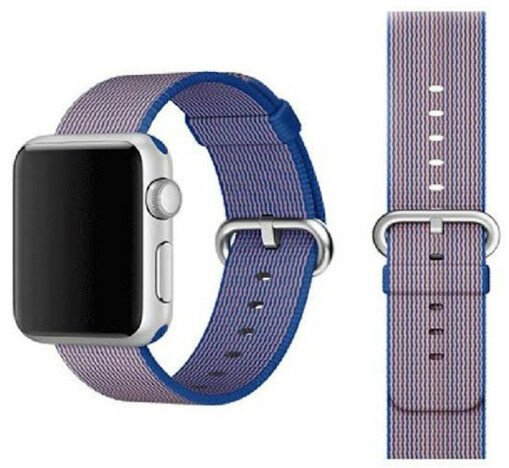 Curea iUni compatibila cu Apple Watch 1/2/3/4/5/6/7, 42mm, Nylon, Woven Strap, Electric Purple