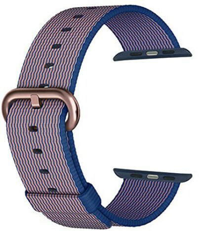 Curea iUni compatibila cu Apple Watch 1/2/3/4/5/6/7, 42mm, Nylon, Woven Strap, Electric Purple