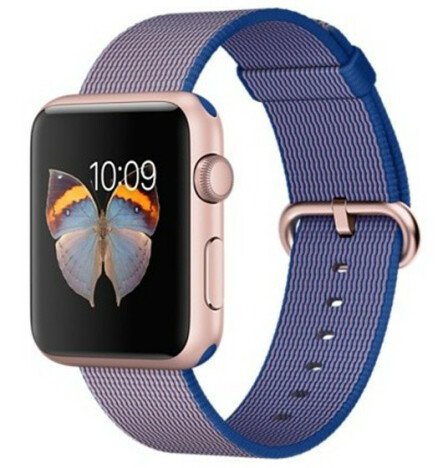 Curea iUni compatibila cu Apple Watch 1/2/3/4/5/6/7, 42mm, Nylon, Woven Strap, Electric Purple